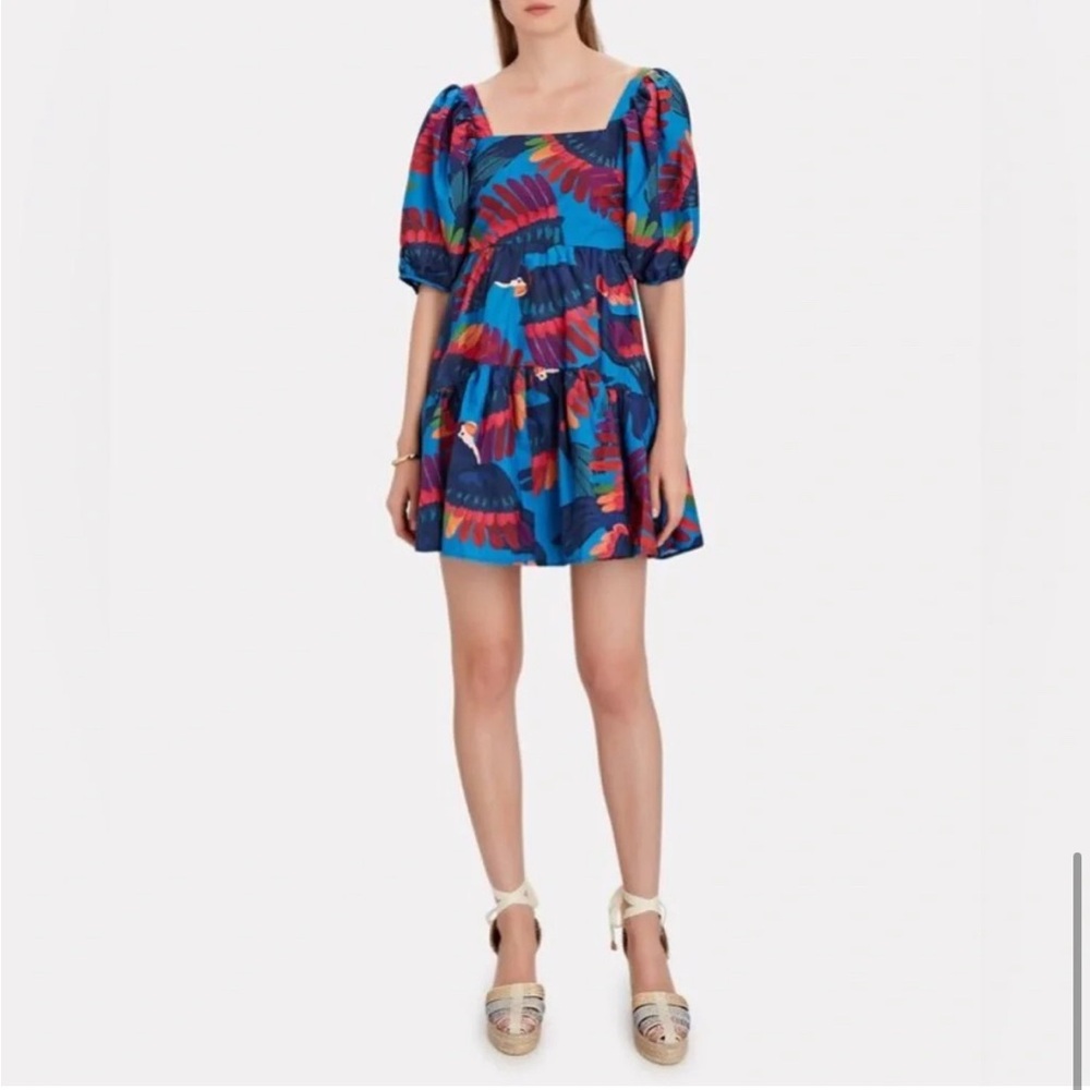 FARM Rio Printed Macaw Rainbow Mini Shift Dress | Medium